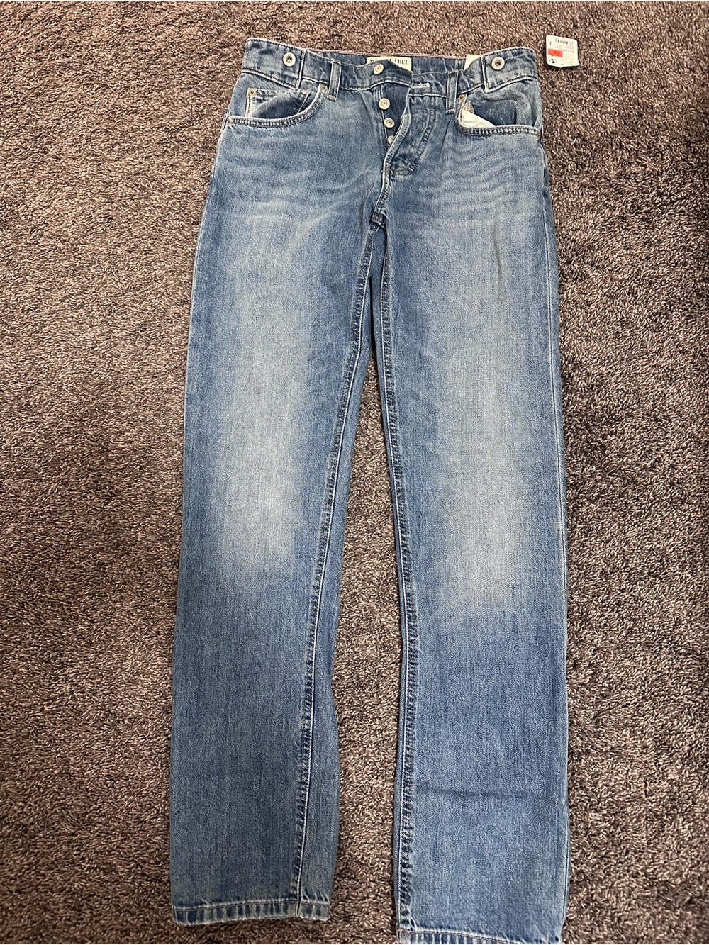 We The Free Light Blue Straight Leg Button-Fly Jeans